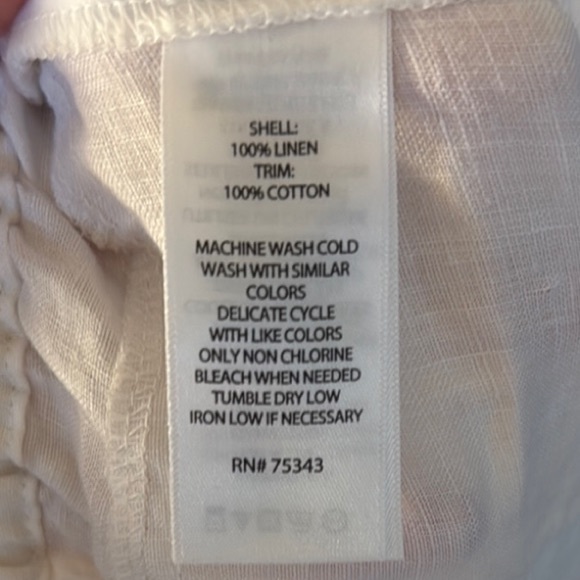 Saint Tropez West Linen White Wide Leg Lace Trim Pants - Picture 3 of 8